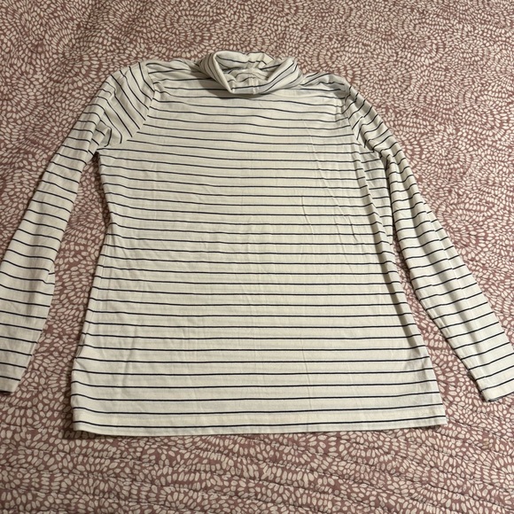 Lands' End Black and White Striped Turtleneck - Picture 4 of 4